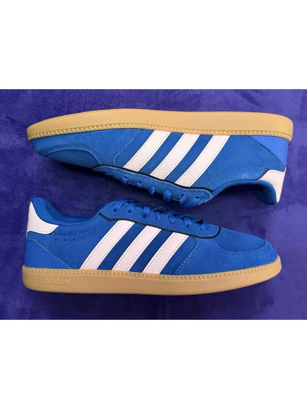 Adidas Women's Breaknet Lace-Up Casual Sneakers Blue/Pink Gum Sole Size 8.5